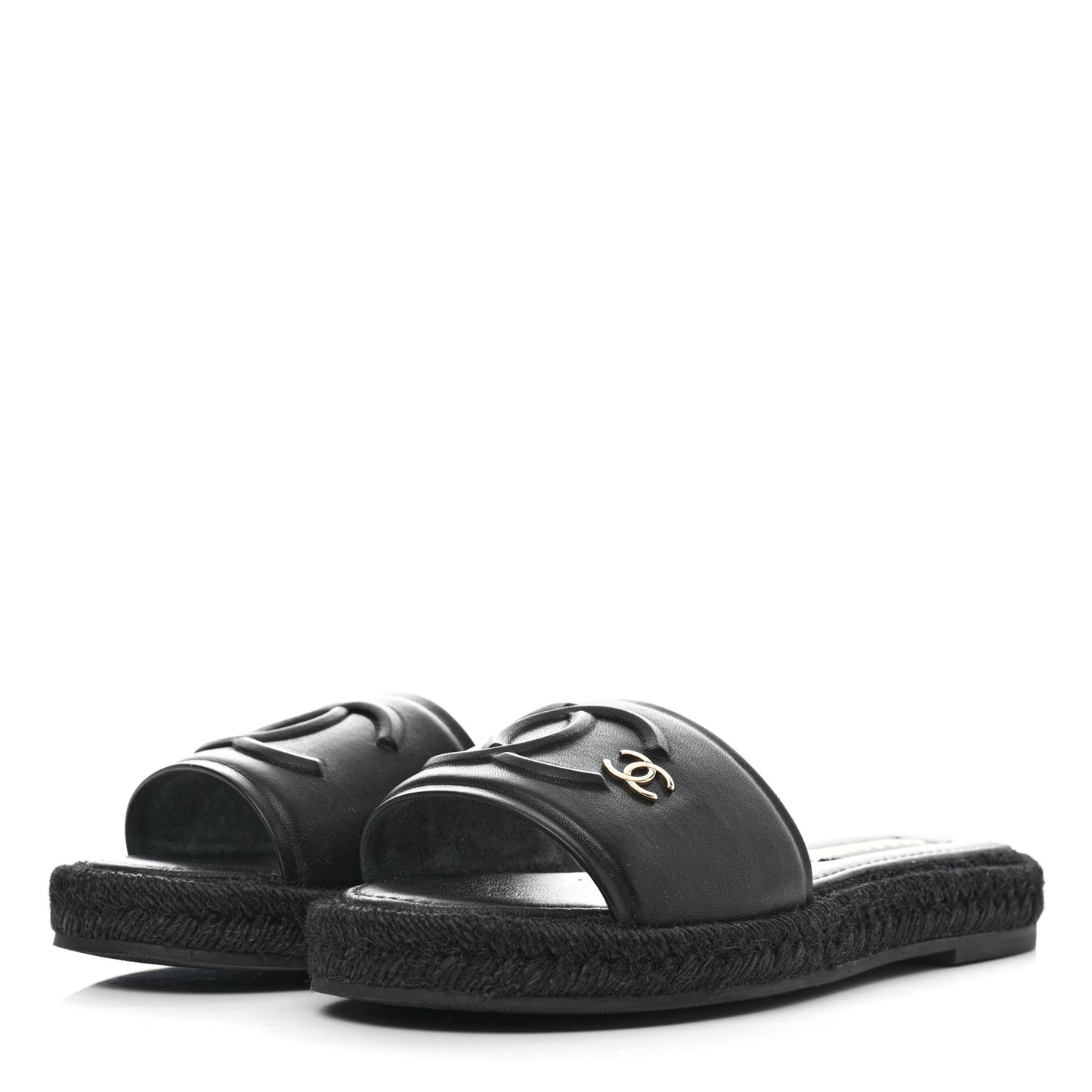 Lambskin Espadrille Mule Sandals 37 Black