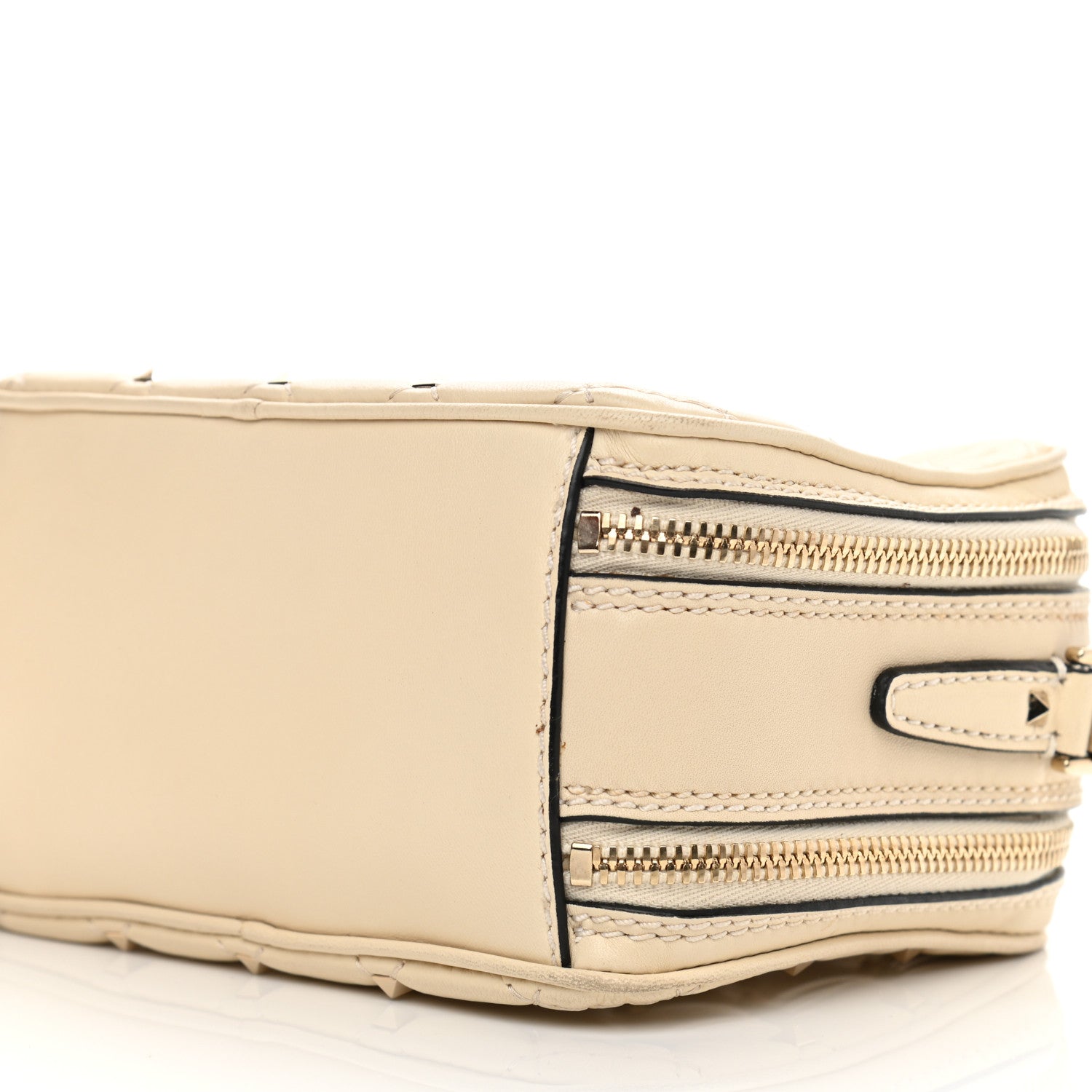Valentino Garavani Nappa Rockstud Spike Double Zip Camera Crossbody Bag Light Ivory 10 of 16