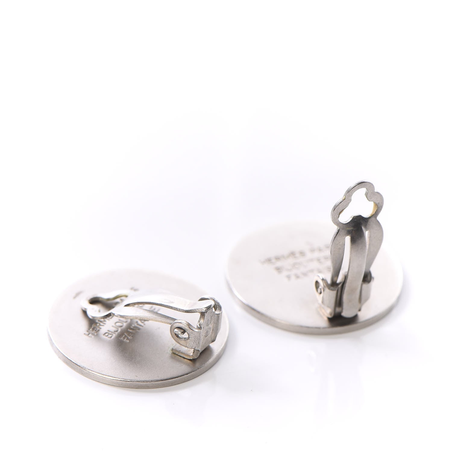 Hermes Palladium Clou De Selle Clip On Earrings 3 of 4