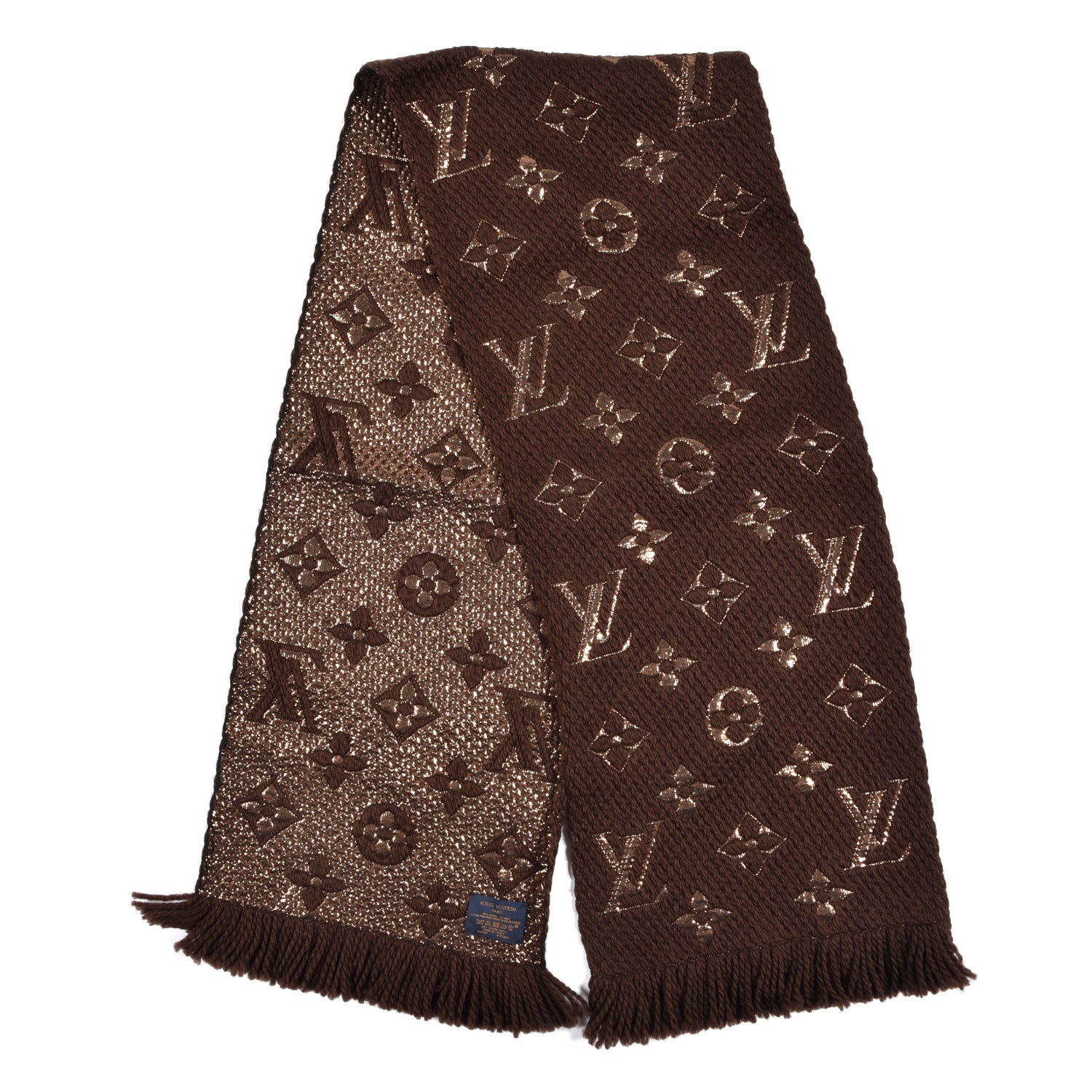 Louis Vuitton Wool Silk Logomania Shine Scarf Marron 2 of 3