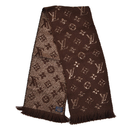 Louis Vuitton Wool Silk Logomania Shine Scarf Marron 2 of 3