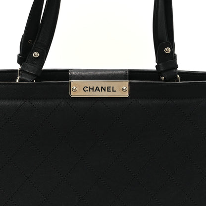 Chanel Grained Calfskin Stitched Large Label Click Shopper Tote Black 8 of 12