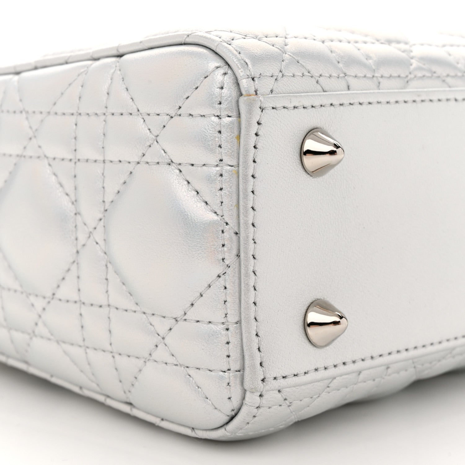 Christian Dior Metallic Lambskin Cannage Small My ABCDior Lady Dior Silver 9 of 12
