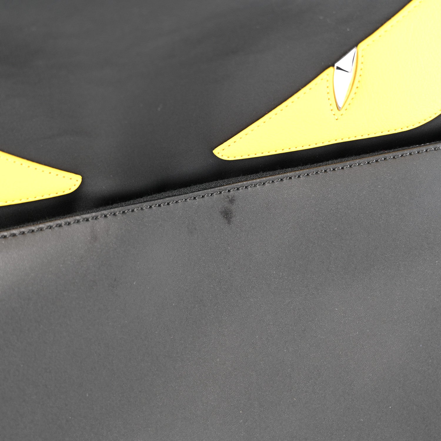 Fendi Nylon Vitello Liberty Vitello Dolce Monster Eyes Rounded Backpack Black Sunflower 11 of 12
