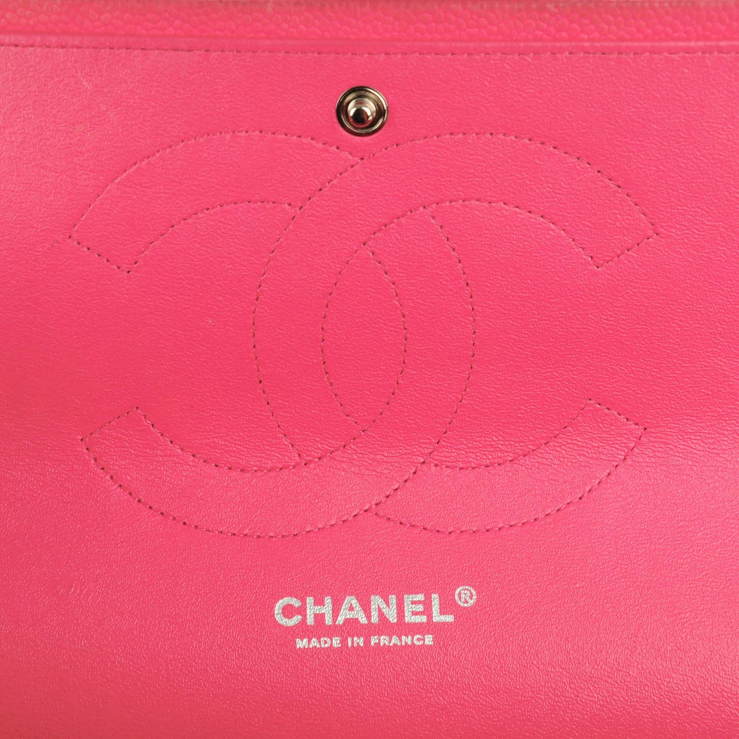 Iridescent Caviar Quilted Jumbo Double Flap Pink