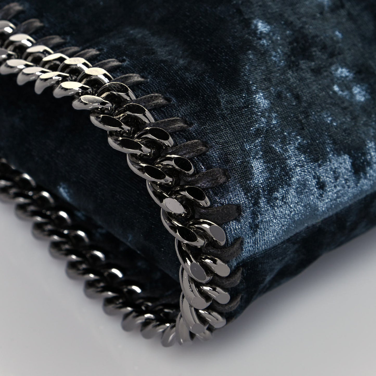 Crushed Velvet Mini Falabella Fold Over Tote Blue