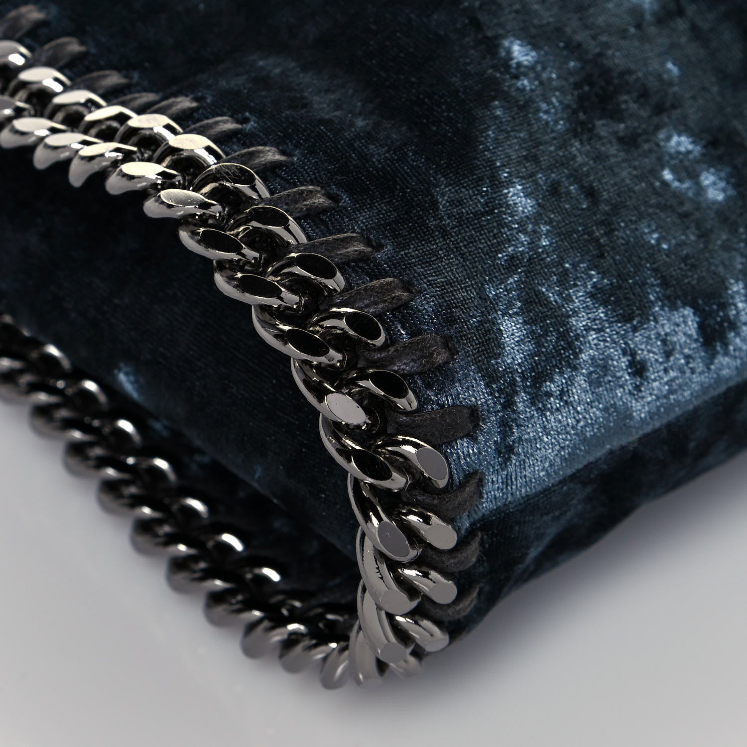 Stella McCartney Crushed Velvet Mini Falabella Fold Over Tote Blue 10 of 16