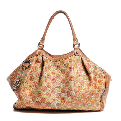 Gucci Straw Libeccio Monogram Large Sukey Tote Multicolor 1 of 8