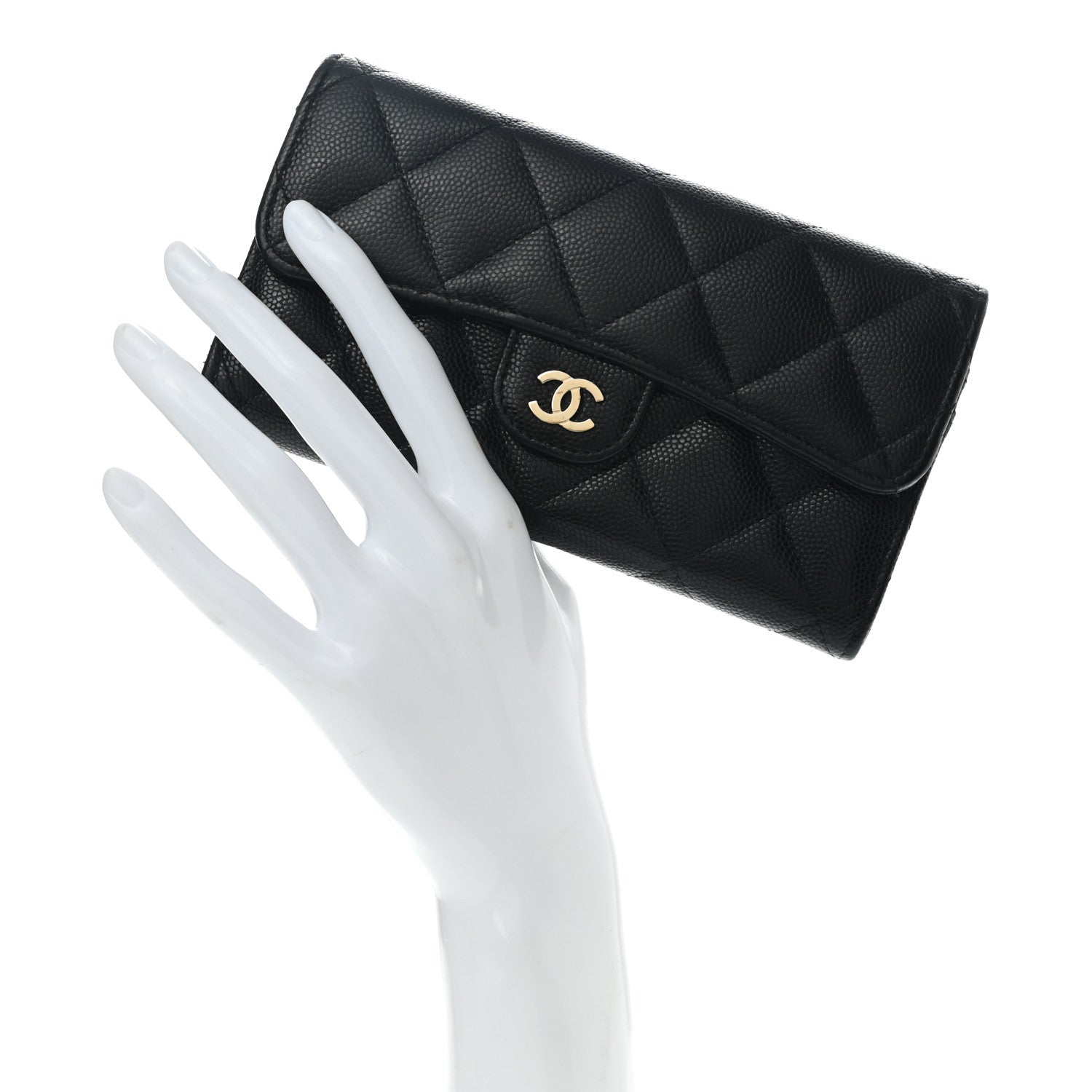 Chanel Caviar Quilted Medium Gusset Flap Wallet Black 2 of 8