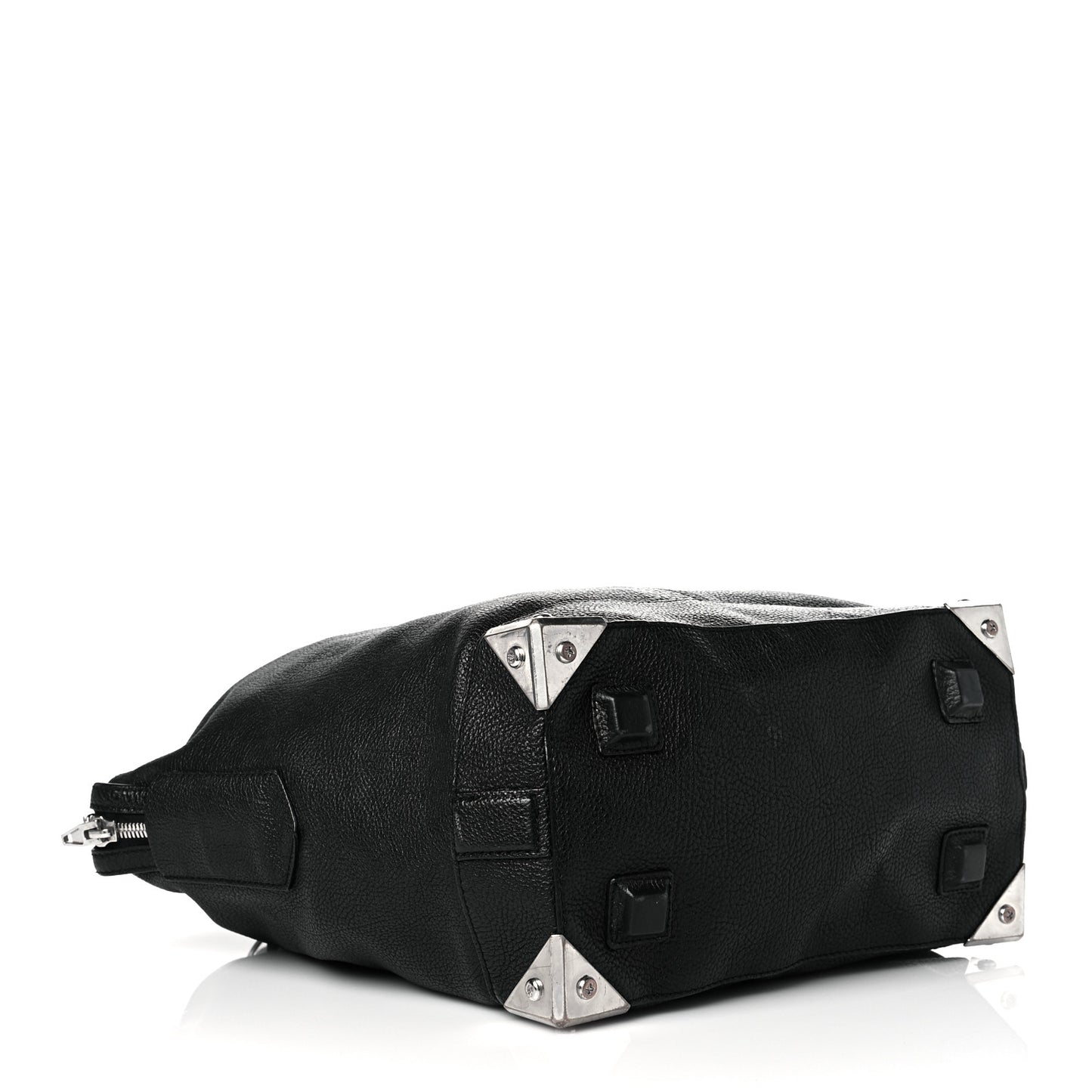 Pebbled Calfskin Large Emile Black Silver Hardware