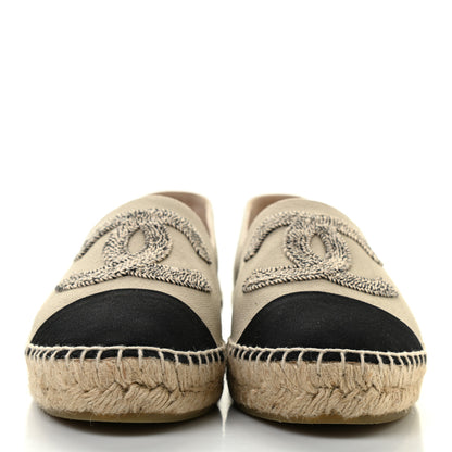 Chanel Canvas Grosgrain CC Espadrilles 38 Light Green Black 2 of 7