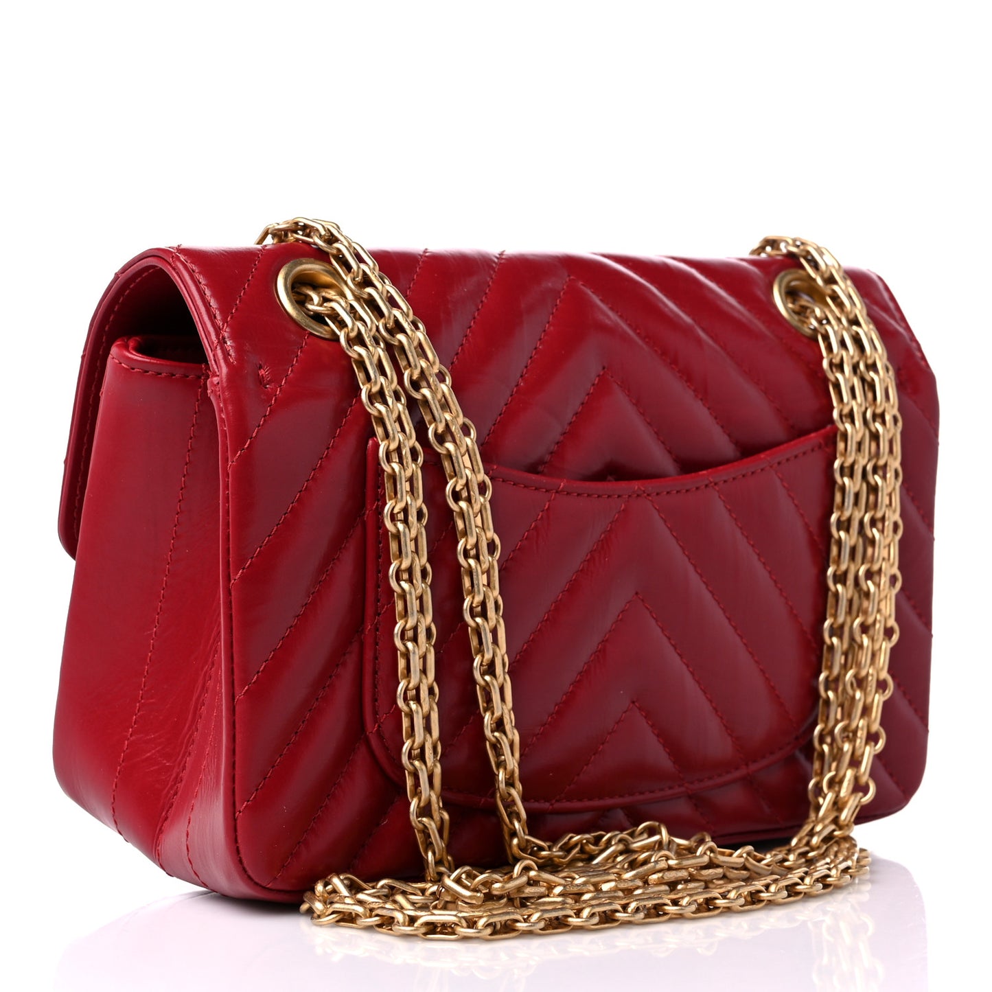 Aged Calfskin Chevron Quilted 2.55 Reissue Mini Flap Dark Red