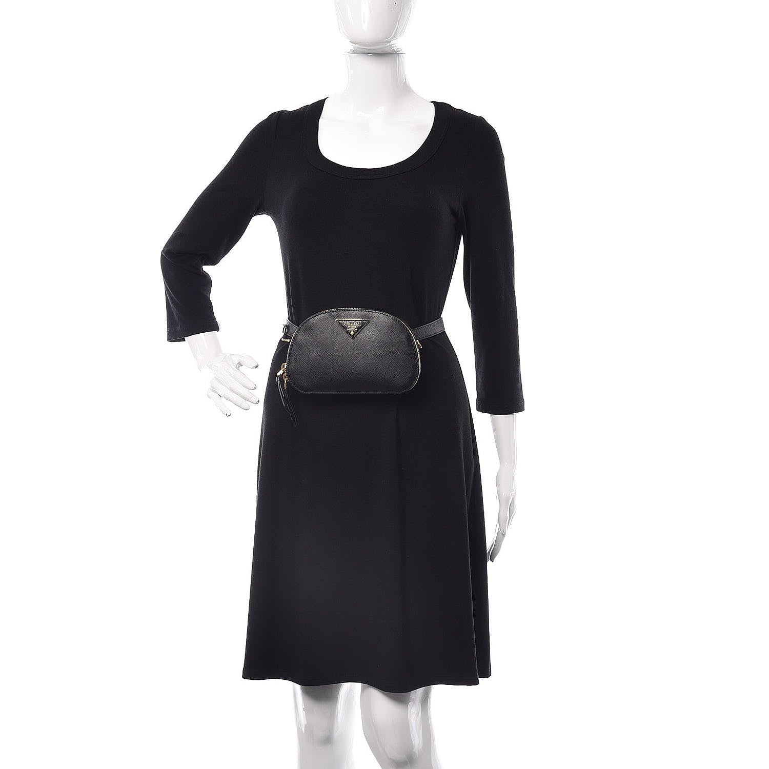Prada Saffiano Lux Odette Belt Bag Black 3 of 9