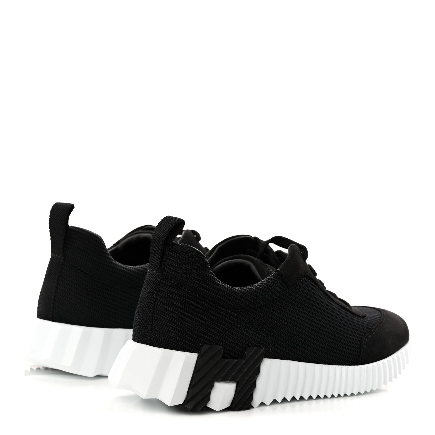 Hermes Air Mesh Suede Goatskin Bouncing Sneakers 39 Black 5 of 10