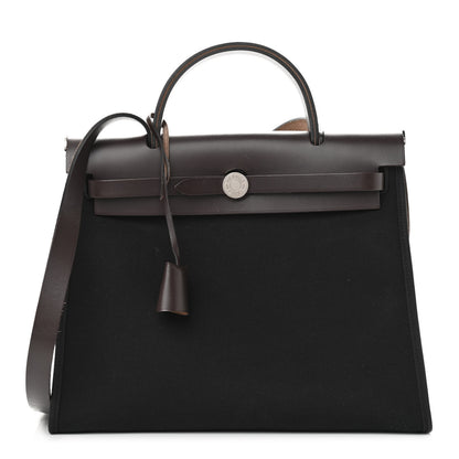 Hermes Military Toile Vache Hunter Herbag Zip PM 31 Black Ebene 2 of 10