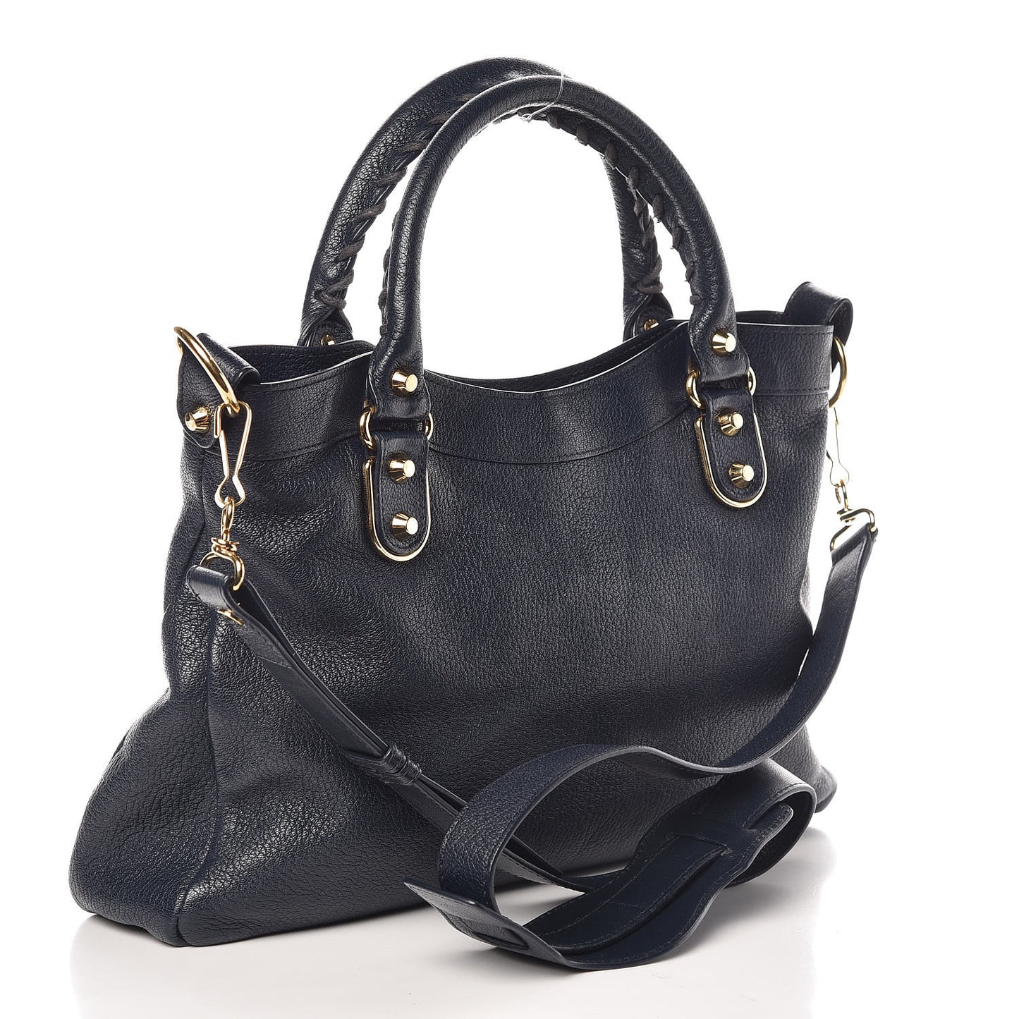 Chevre Gold Metallic Edge Hardware Town Bleu Nuit Dark Sea