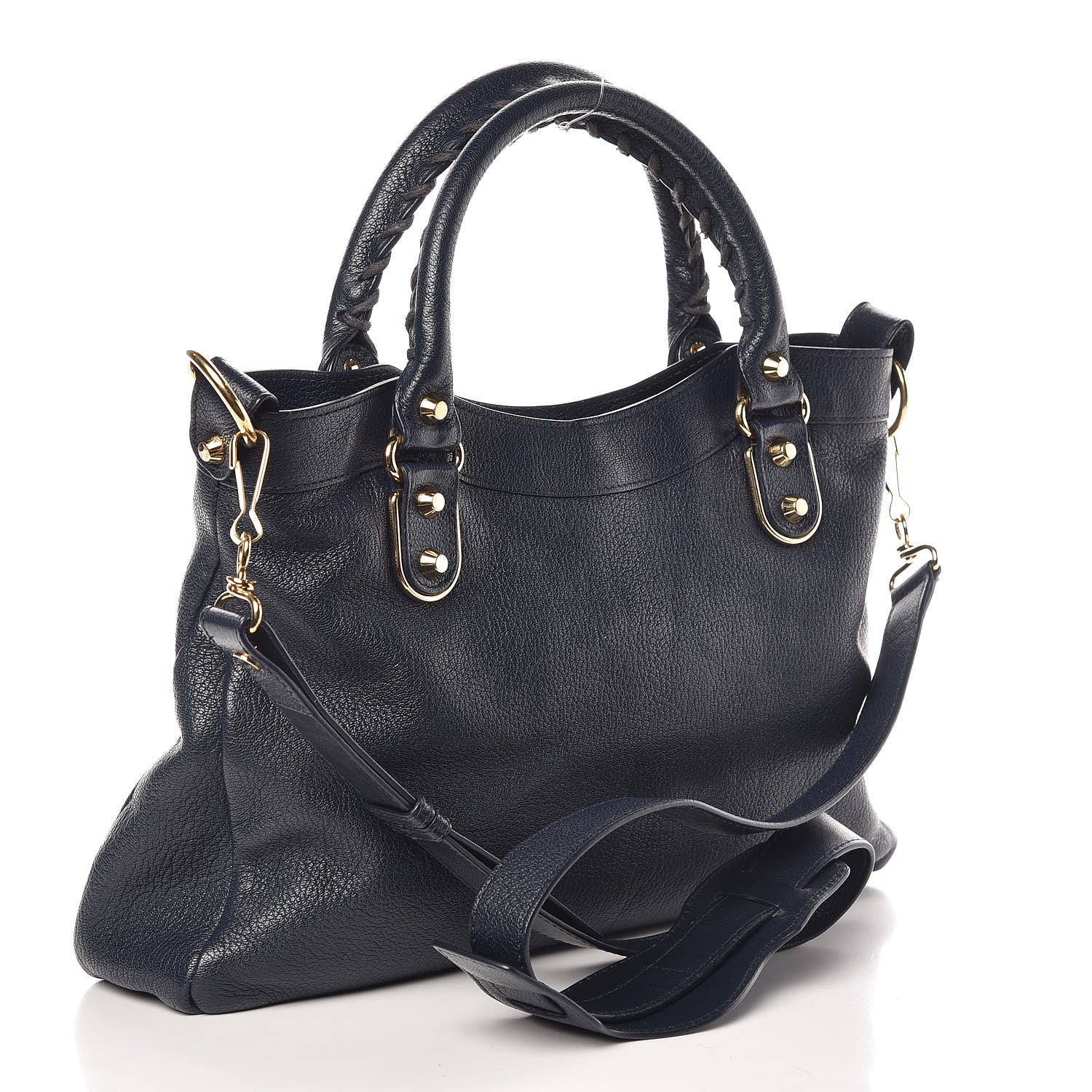 Balenciaga Chevre Gold Metallic Edge Hardware Town Bleu Nuit Dark Sea 4 of 13