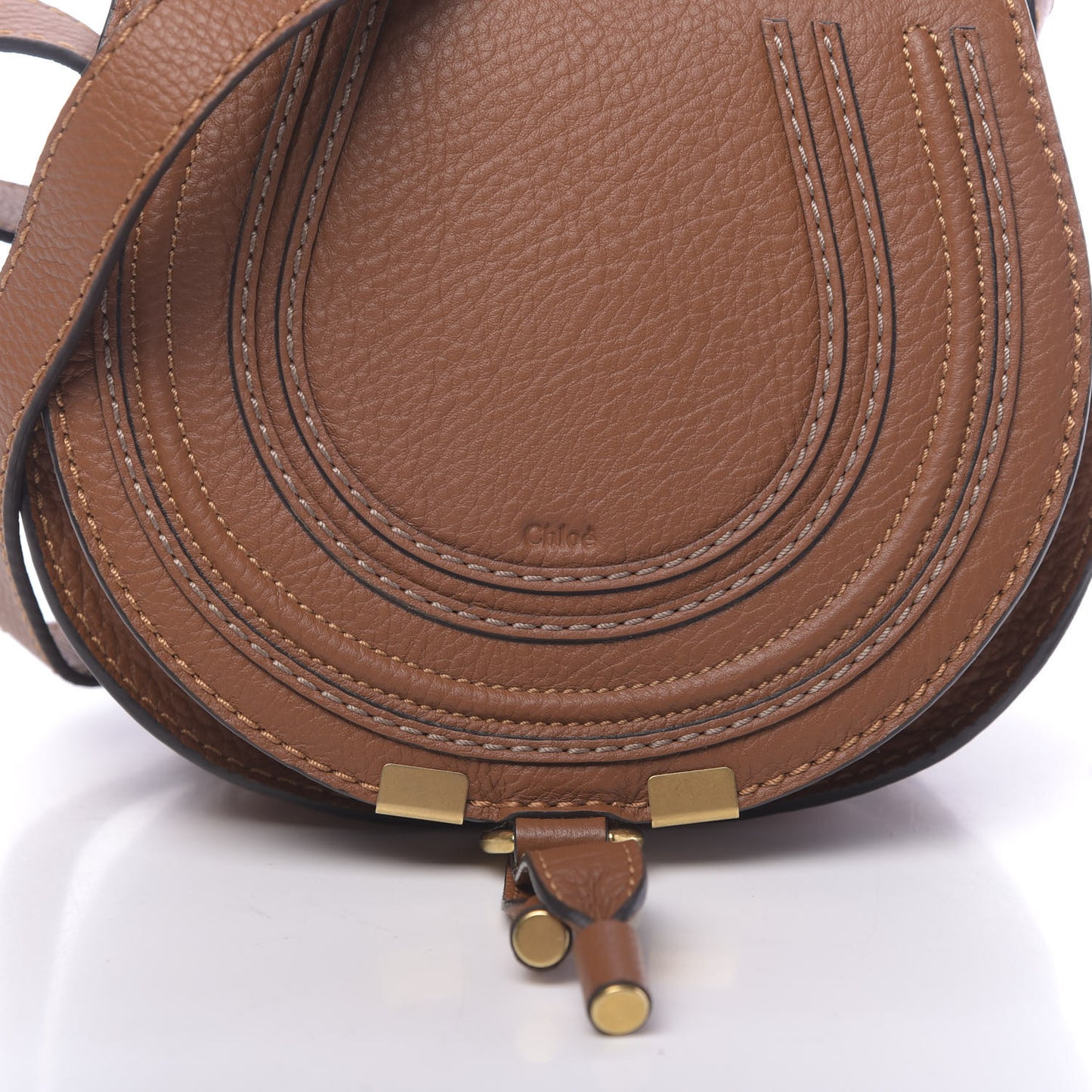 Calfskin Mini Marcie Round Crossbody Bag Tan