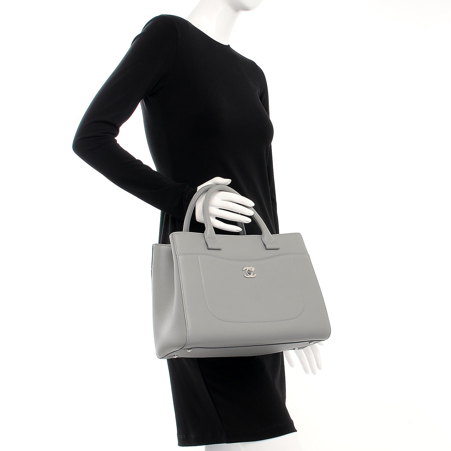 Chanel Grained Calfskin Small Neo Executive Shopper Tote Grey 3 of 8