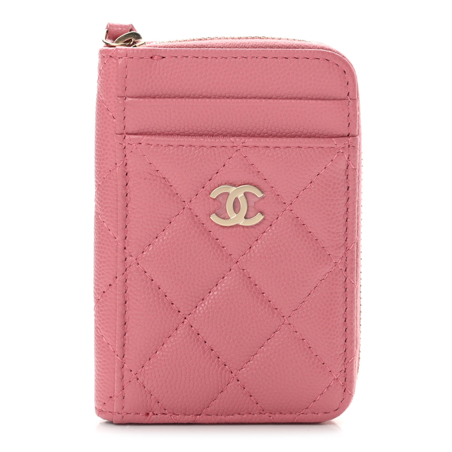 Chanel Caviar Quilted Zip Card Holder Pink 1 of 8