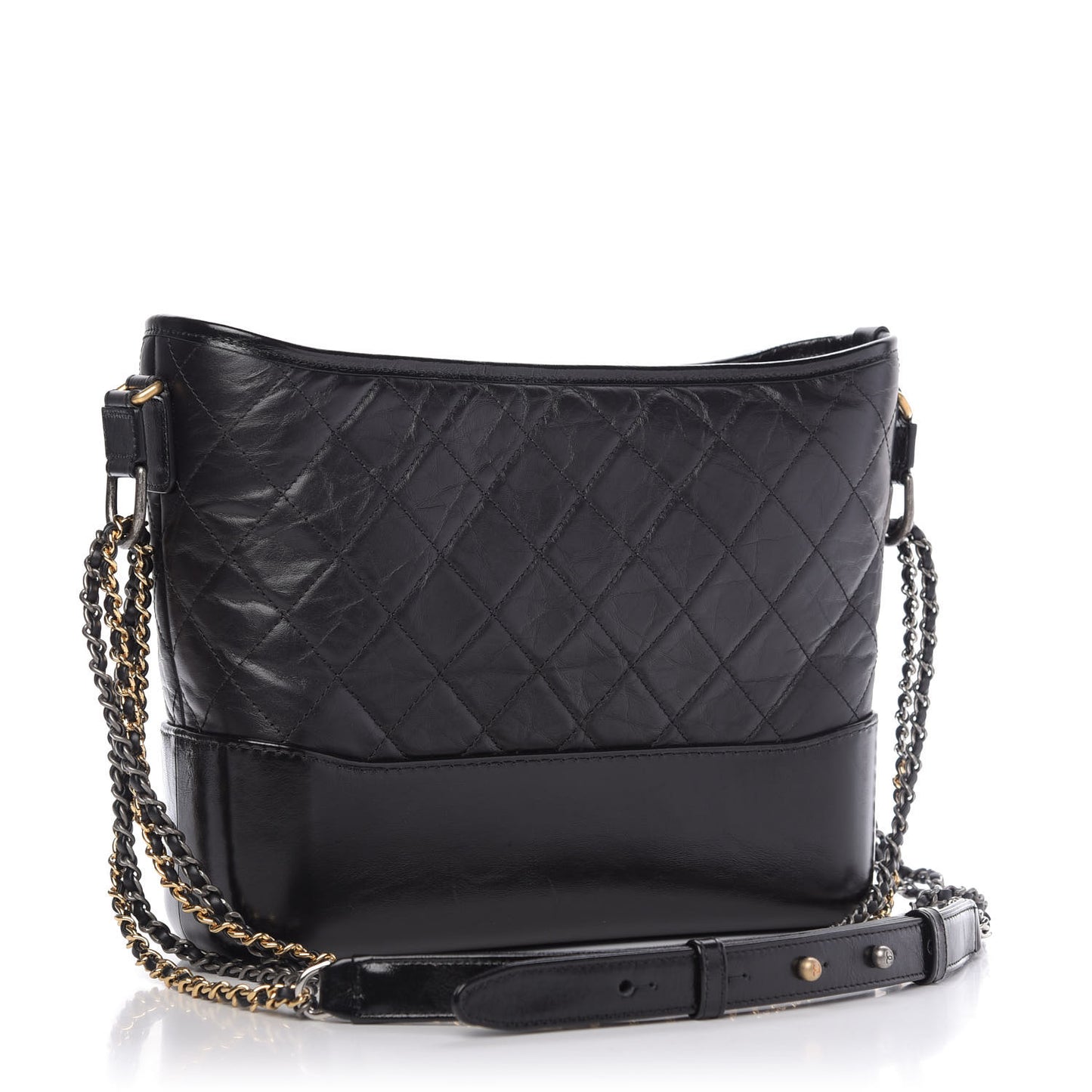 Aged Calfskin Quilted Medium Gabrielle Hobo Black