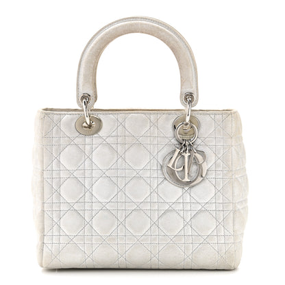 Christian Dior Metallic Nubuck Cannage Medium Lady Dior Silver 1 of 10