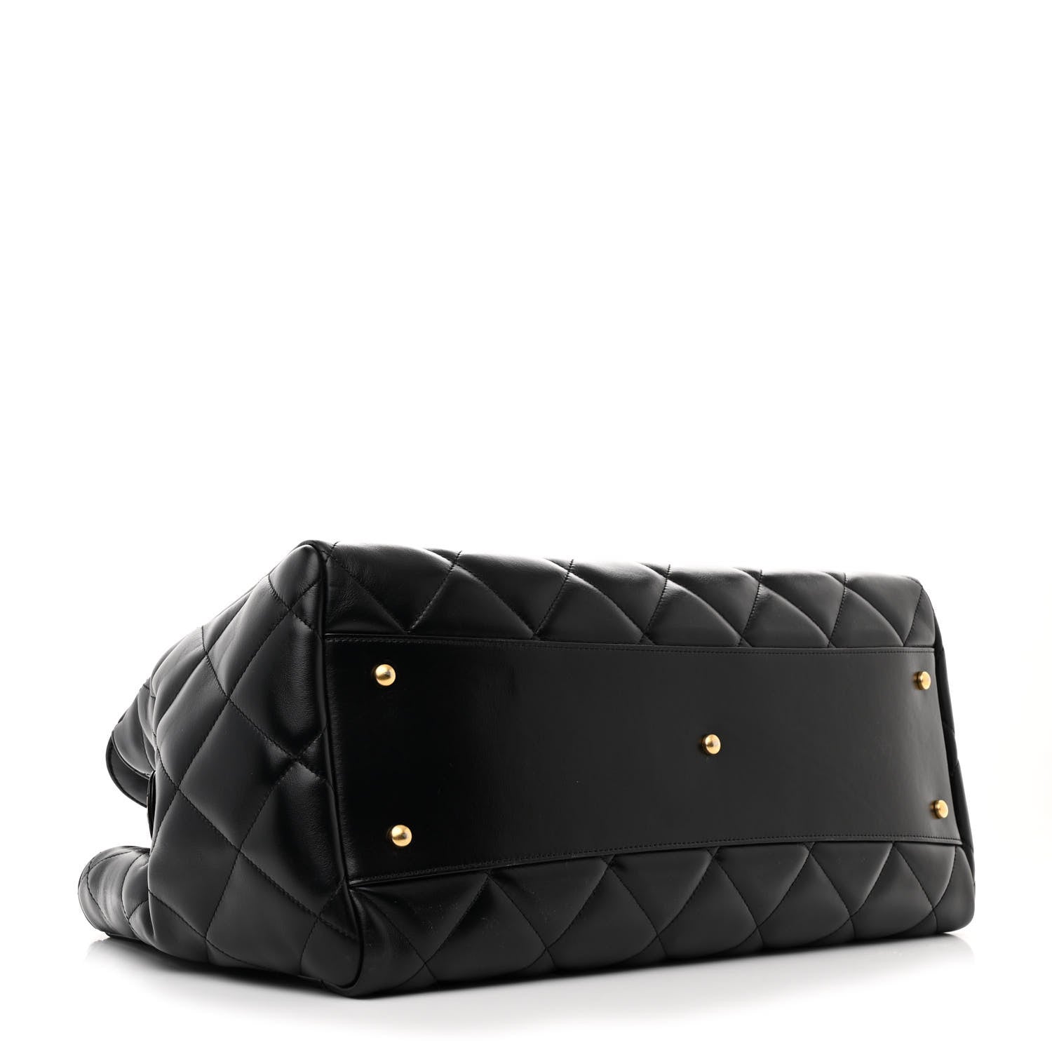 Chanel Shiny Calfskin Quilted Shopping Tote Black 4 of 11