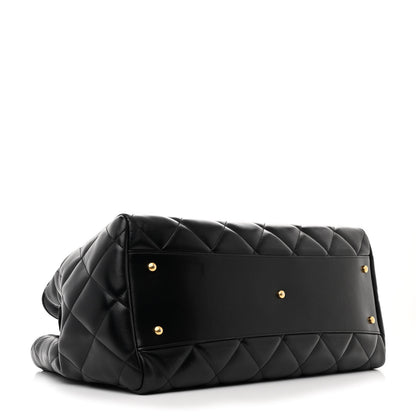 Chanel Shiny Calfskin Quilted Shopping Tote Black 4 of 11