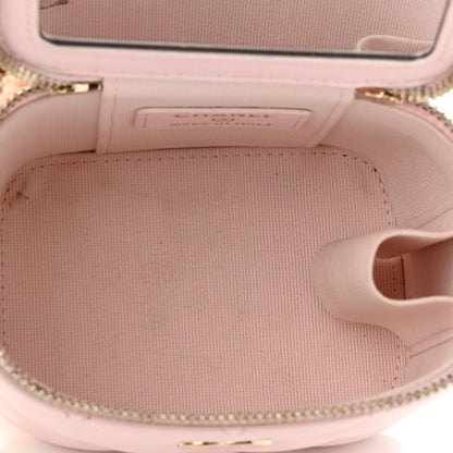 Chanel Lambskin Quilted Mini Vanity Case With Pearl Chain Light Pink 5 of 11