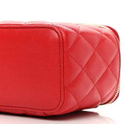 Chanel Caviar Quilted Small Vanity Case With Chain Red 10 of 12