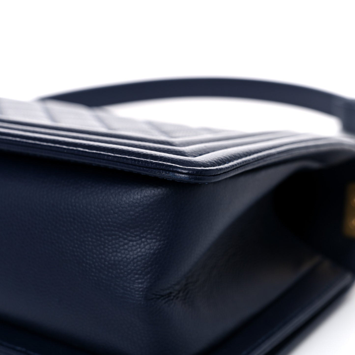 Caviar Quilted Medium Boy Flap Dark Blue