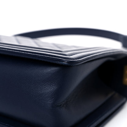 Chanel Caviar Quilted Medium Boy Flap Dark Blue 10 of 12