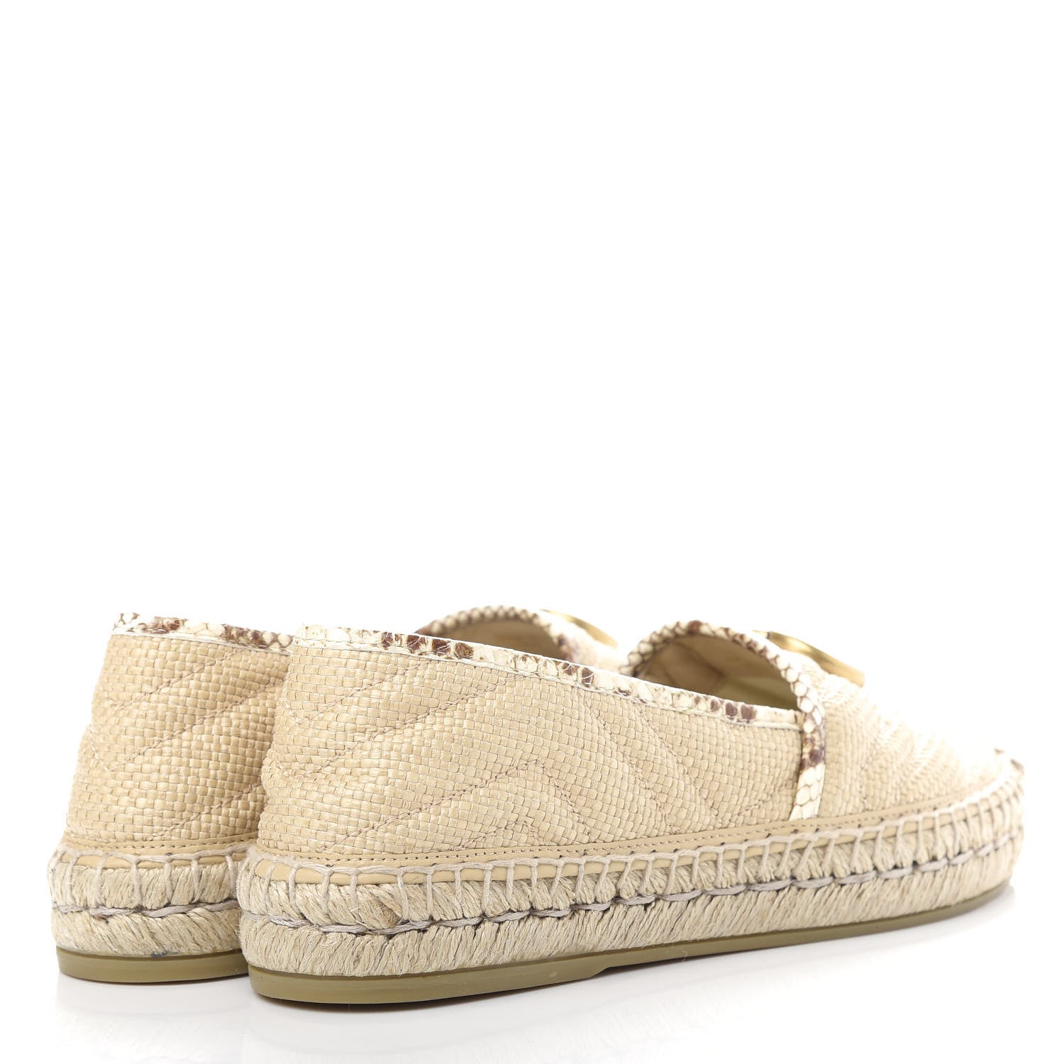 Gucci Straw Elaphe Matelasse GG Marmont Espadrilles 37 Natural Cream Brown 4 of 11