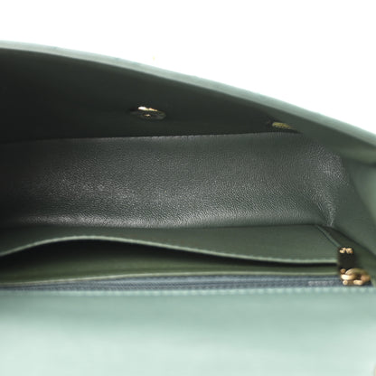 Chanel Lambskin Chevron Quilted Mini Rectangular Flap Dark Green 5 of 11
