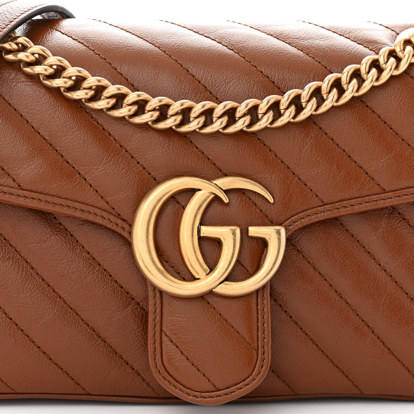 Azalea Calfskin Matelasse Diagonal Small GG Marmont Shoulder Bag Cuir