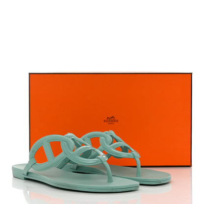 Hermes Rubber Womens Egerie Sandals 37 Vert Embrun 9 of 9