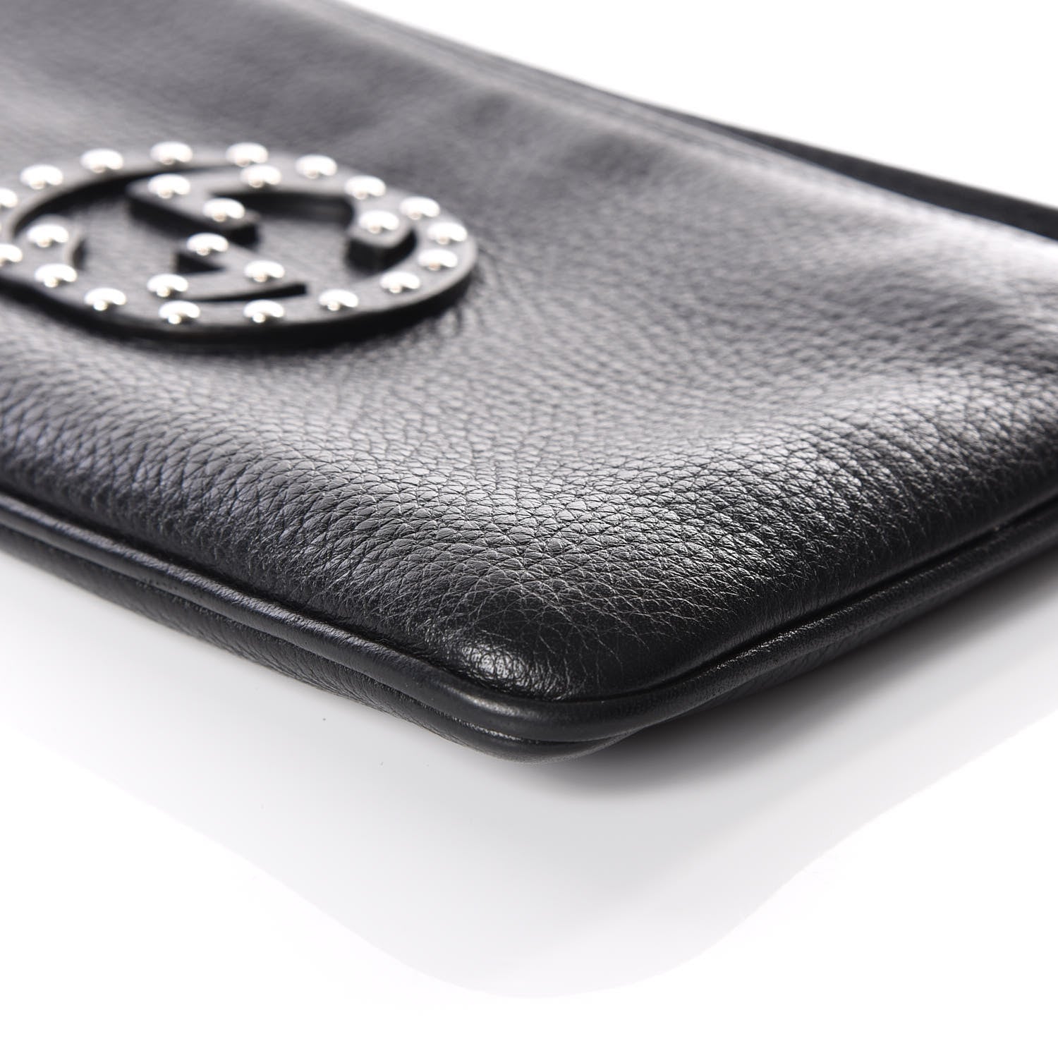 Gucci Pebbled Calfskin Studded Soho Wristlet Black 5 of 9