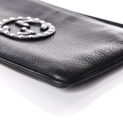 Gucci Pebbled Calfskin Studded Soho Wristlet Black 5 of 9