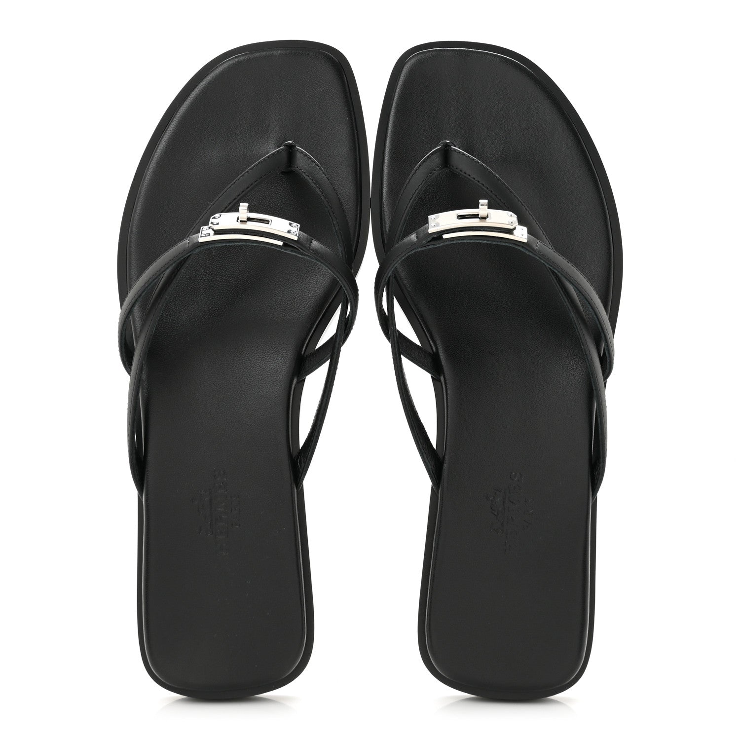 Hermes Calfskin Miss Sandals 37 Black 2 of 9