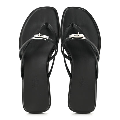 Hermes Calfskin Miss Sandals 37 Black 2 of 9