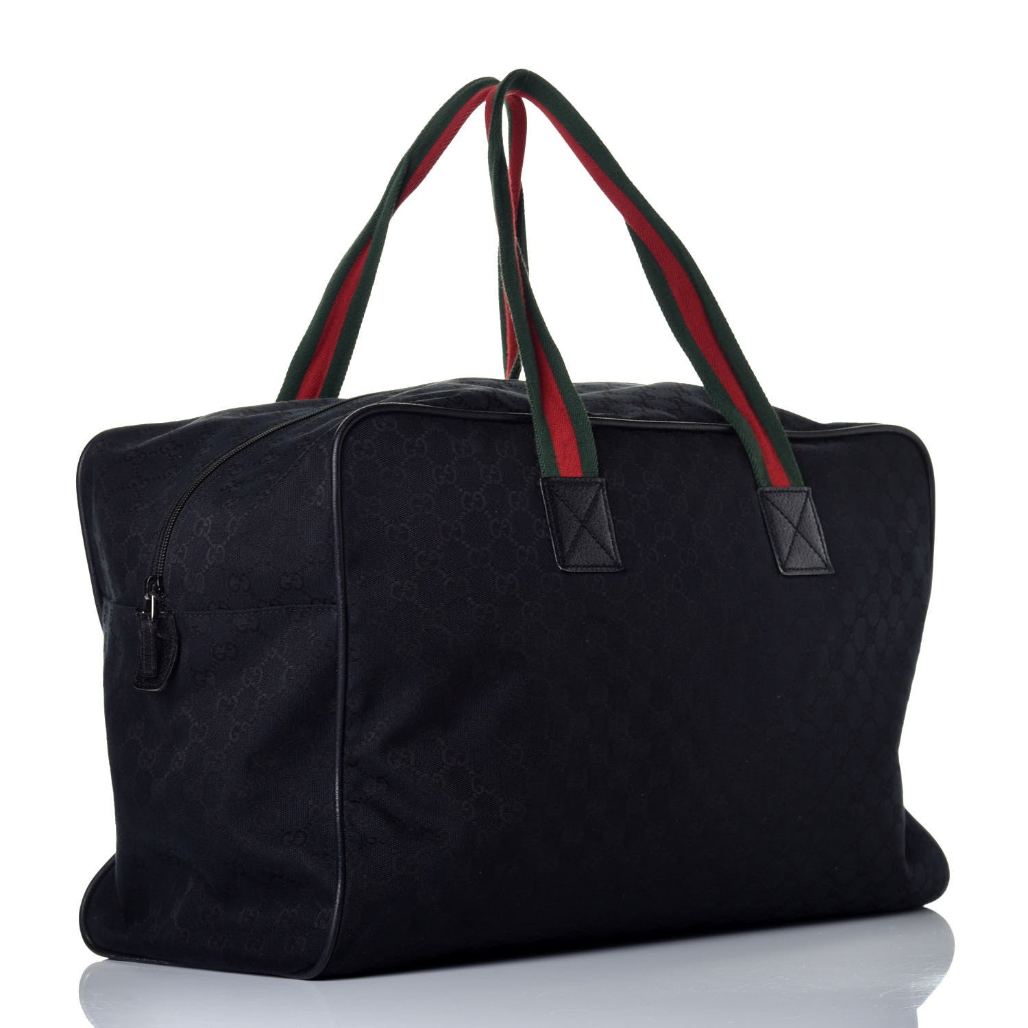Gucci GG Monogram Web Large Collapsible Carry On Duffle Bag Black 2 of 9
