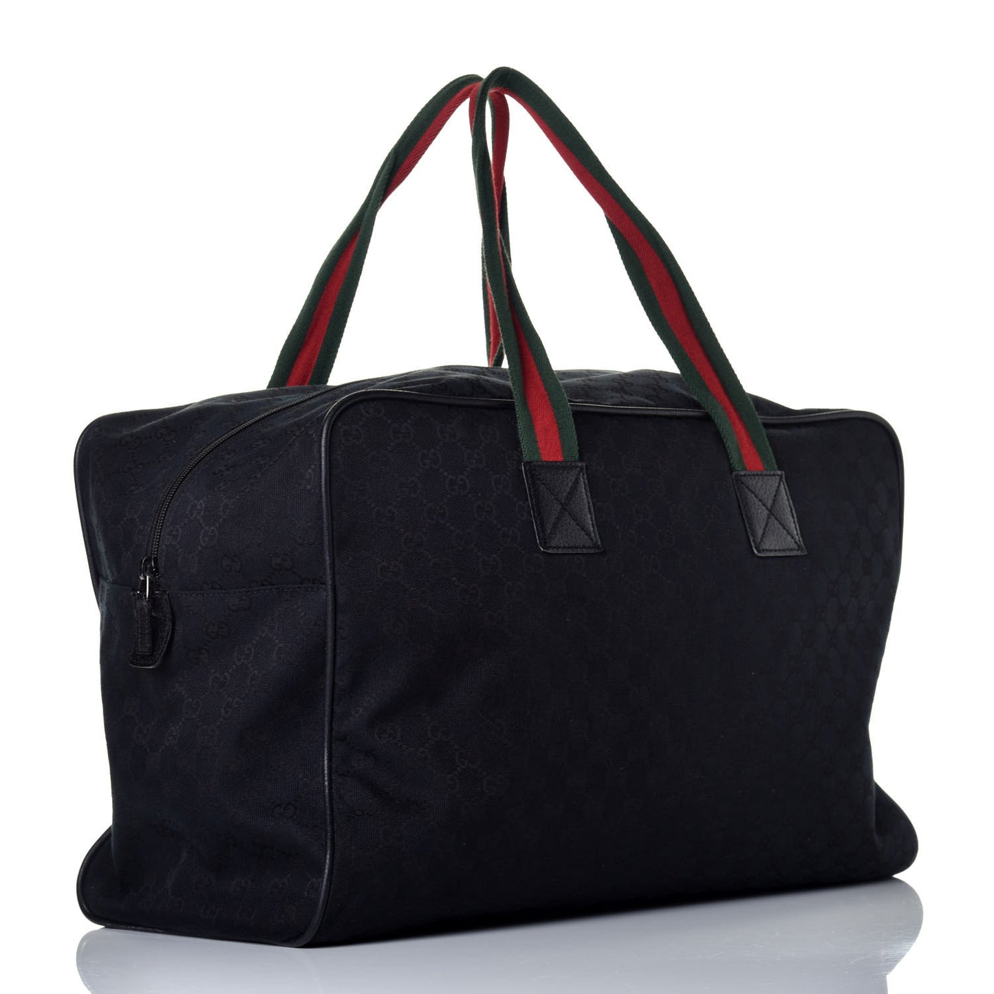 GG Monogram Web Large Collapsible Carry On Duffle Bag Black
