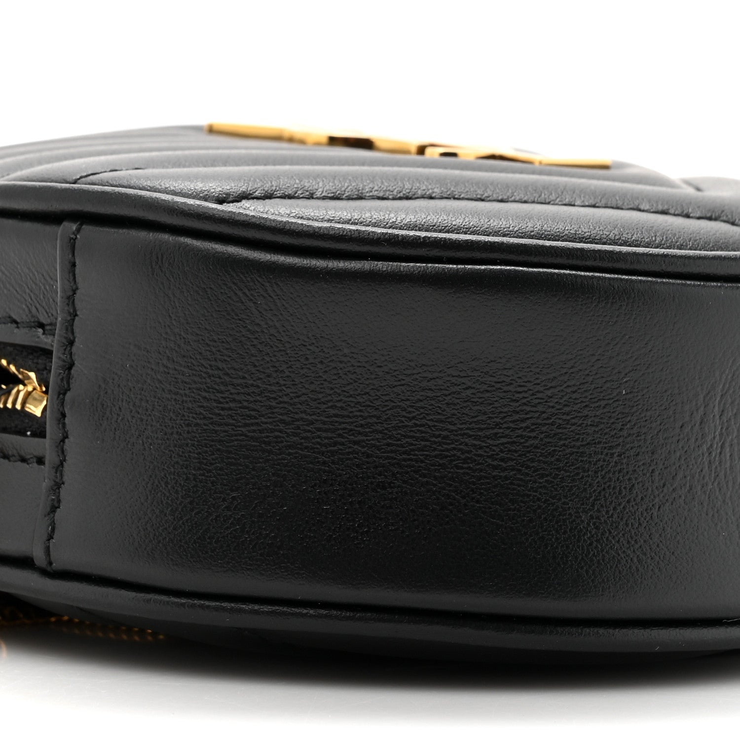 Saint Laurent Calfskin Matelasse Chevron Quilted Baby Round Vinyle Belt Bag Black 10 of 10