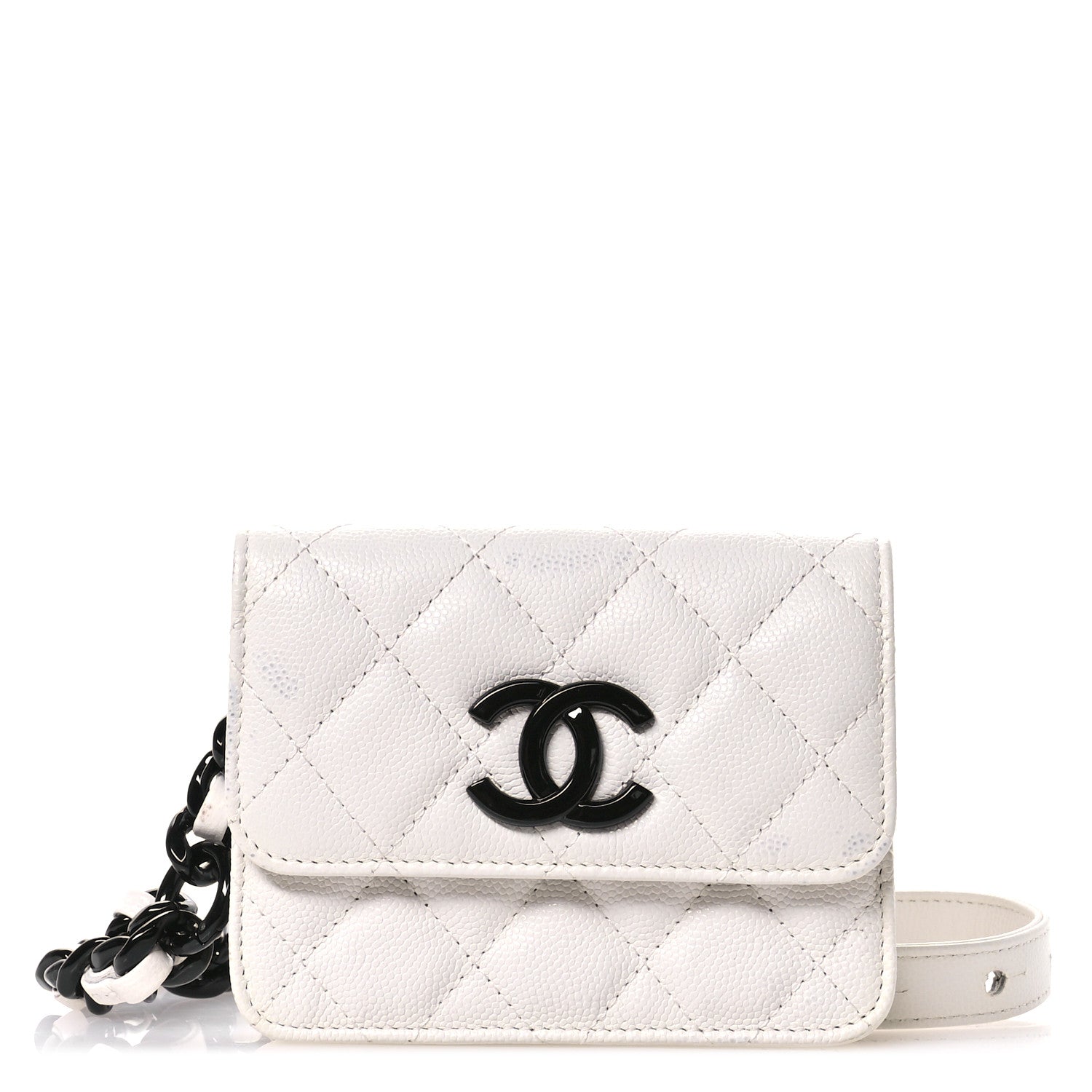 Chanel Caviar Quilted My Everything Belt Flap Card Holder White 1 of 11
