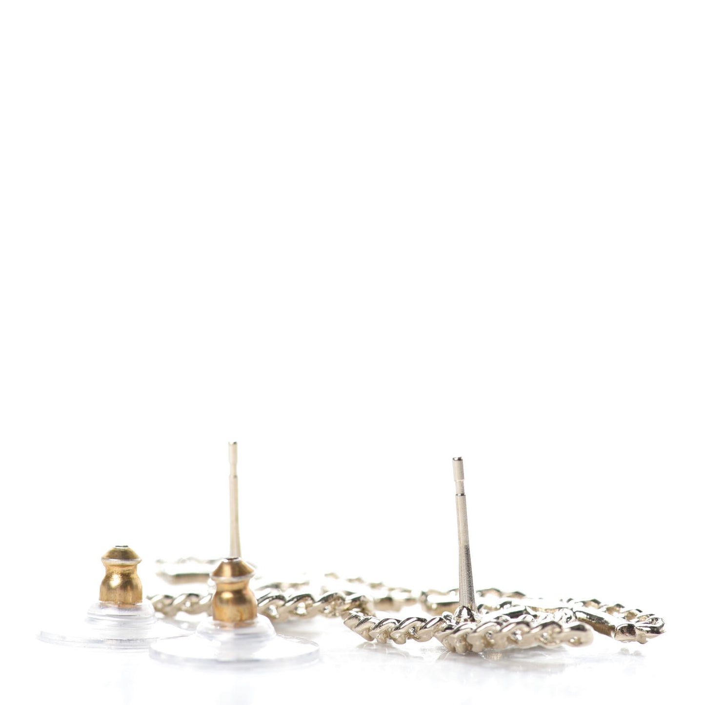 Crystal Chain CC Earrings Gold