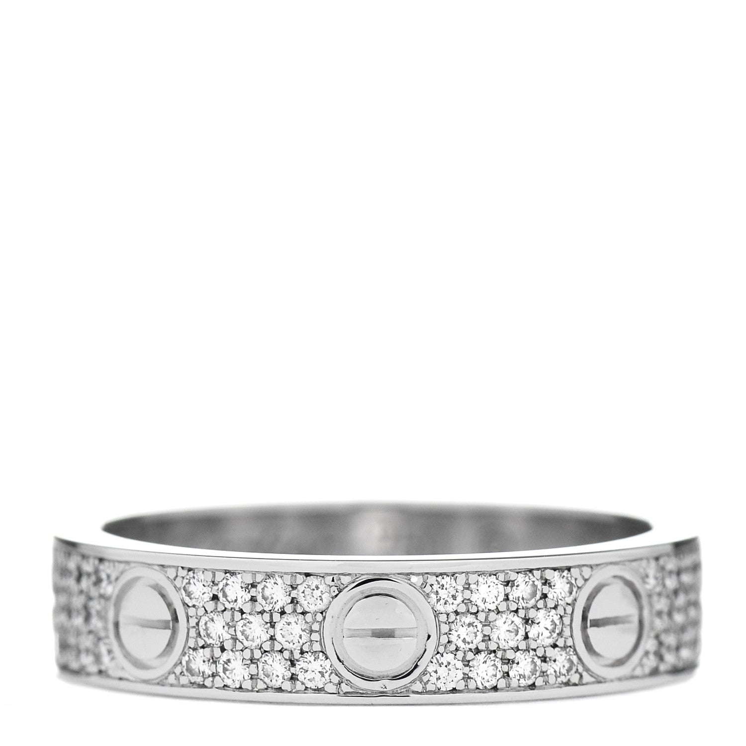 Cartier 18K White Gold Diamond Paved LOVE Wedding Band Ring 48 4.5 1 of 4
