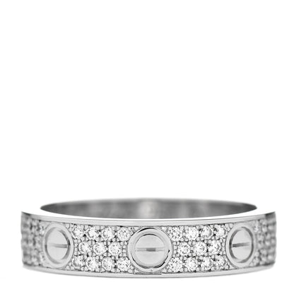 Cartier 18K White Gold Diamond Paved LOVE Wedding Band Ring 48 4.5 1 of 4