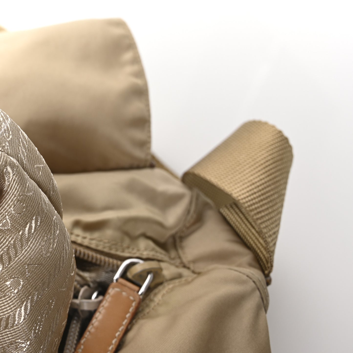 Re-Nylon Vela Saffiano Pocket Double Buckle Messenger Shoulder Bag Cammeo