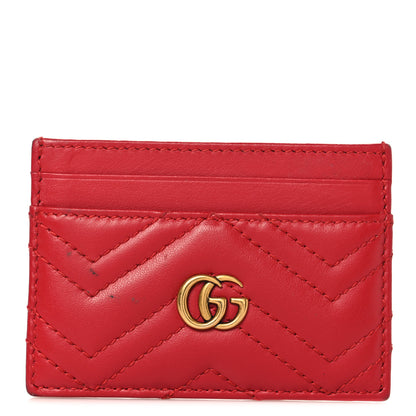 Gucci Calfskin Matelasse GG Marmont Card Holder Hibiscus Red 1 of 6