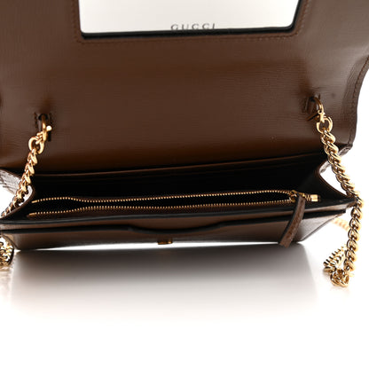 Gucci GG Supreme Monogram Script Logo Heart Wallet on Chain Beige Brown 5 of 10